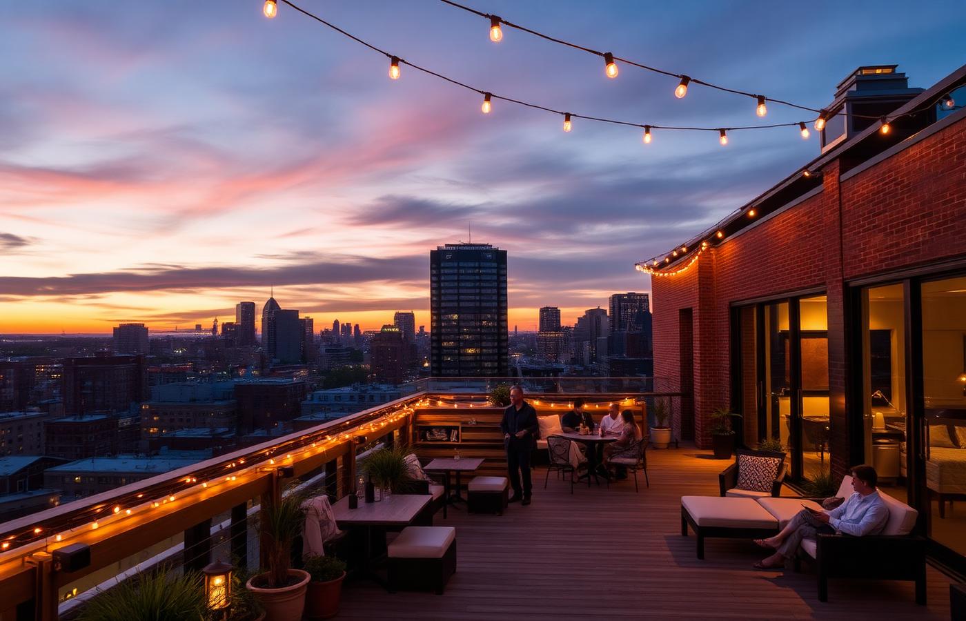 Resident gathering on rooftop